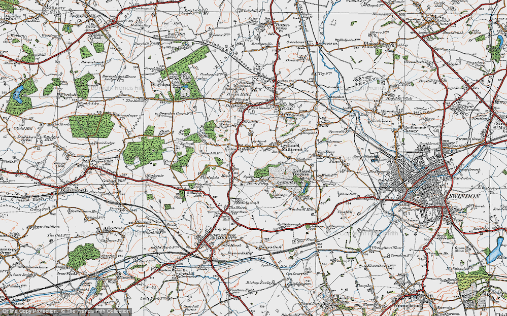 Old Map of Lydiard Green, 1919 in 1919