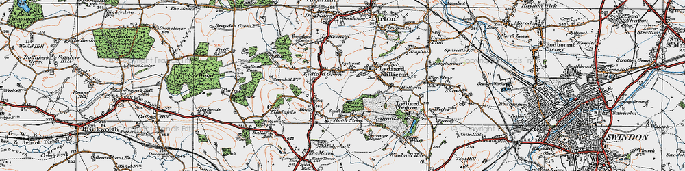 Old map of Lydiard Green in 1919
