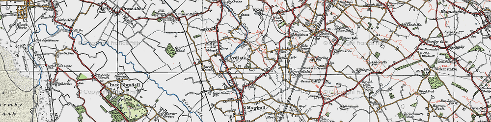Old map of Lydiate in 1923