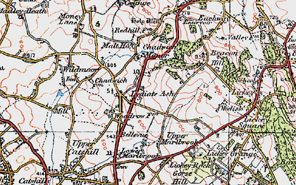 Old map of Lydiate Ash in 1921