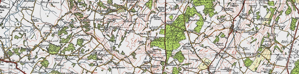 Old map of Lymbridge Green in 1920