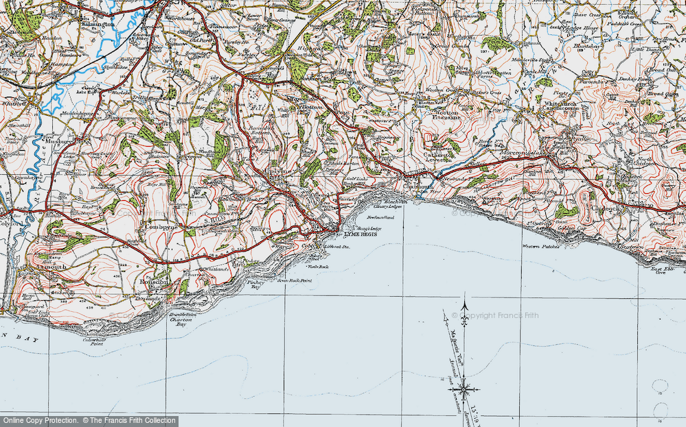 Old Map of Lyme Regis, 1919 in 1919