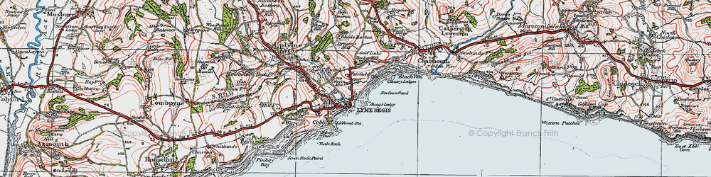 Old map of Lyme Regis in 1919