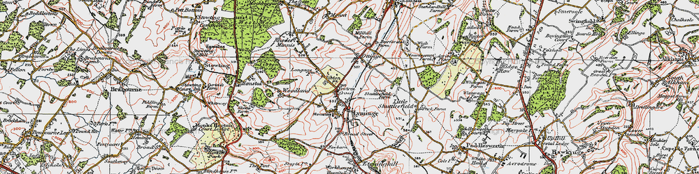 Old map of Lyminge in 1920
