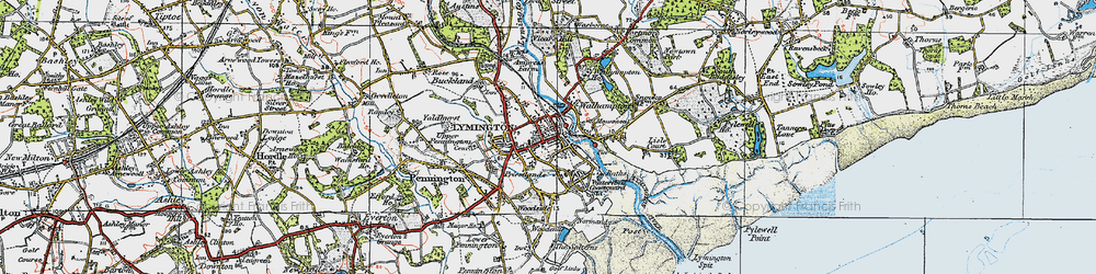 Old map of Lymington in 1919