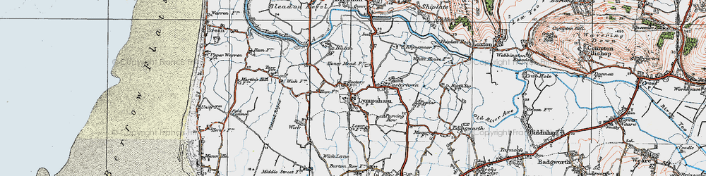 Old map of Lympsham in 1919
