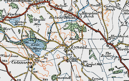 Old map of Lyneal in 1921