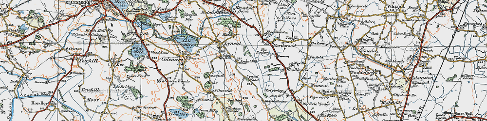 Old map of Lyneal Mill in 1921