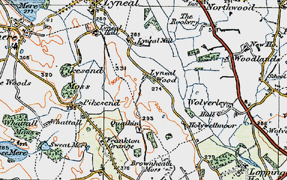 Old map of Pikes End Moss in 1921