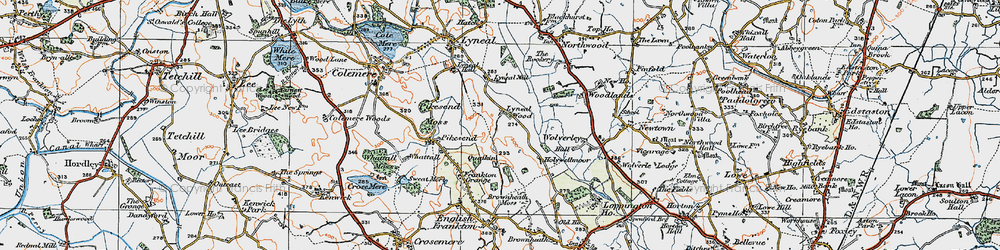 Old map of Pikes End Moss in 1921