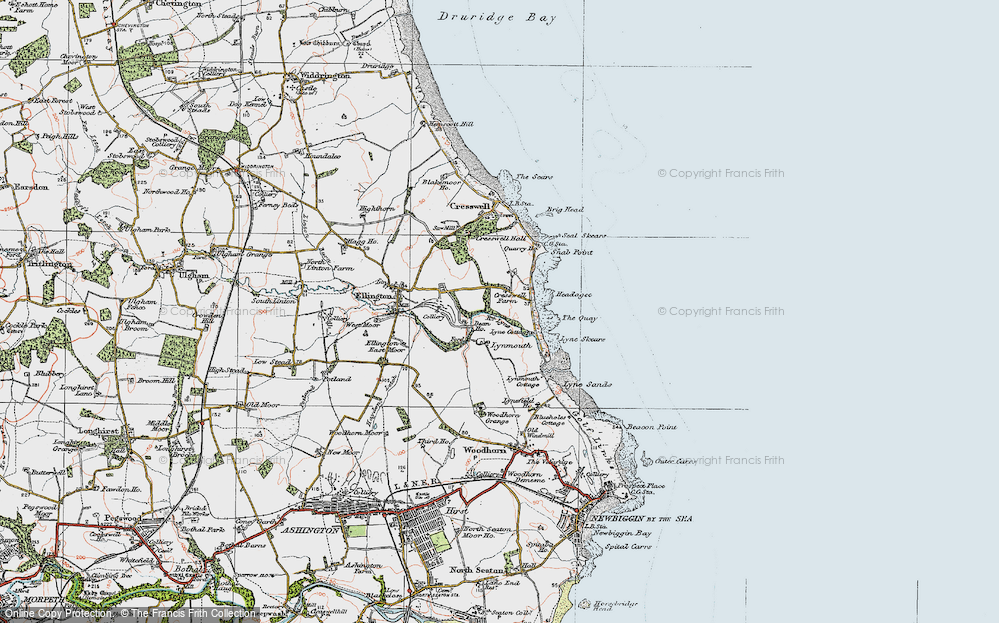 Old Map of Lynemouth, 1925 in 1925