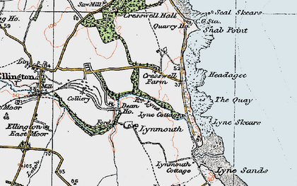 Old map of Lynemouth in 1925