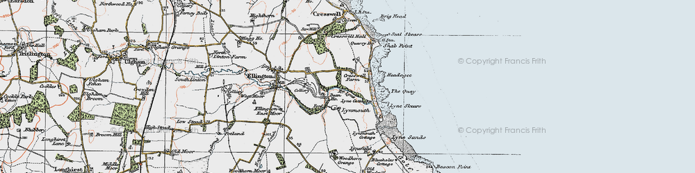 Old map of Lynemouth in 1925