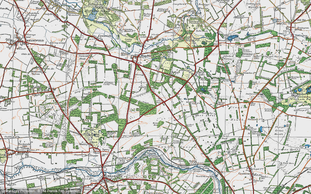 Old Map of Historic Map covering Bromehill Cott in 1920