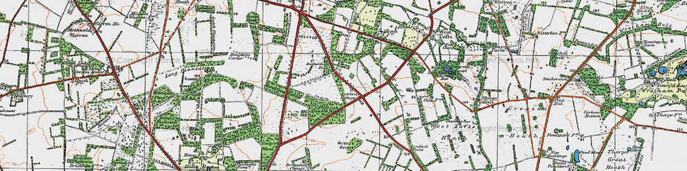 Old map of Lynford in 1920