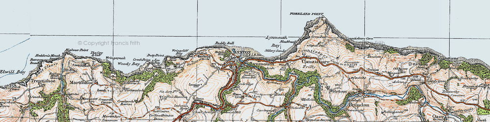 Old map of Lynmouth in 1919