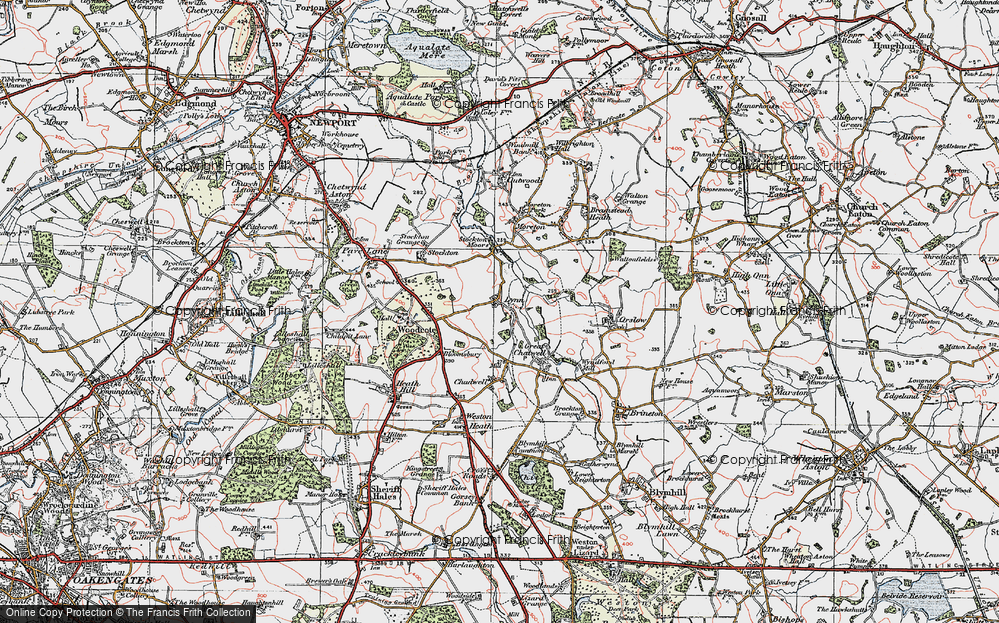 Old Map of Historic Map covering Stockton Moors in 1921