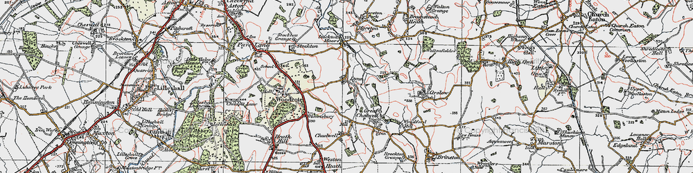 Old map of Stockton Moors in 1921