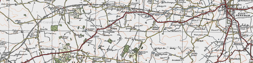 Old map of Bradenham Hill in 1921