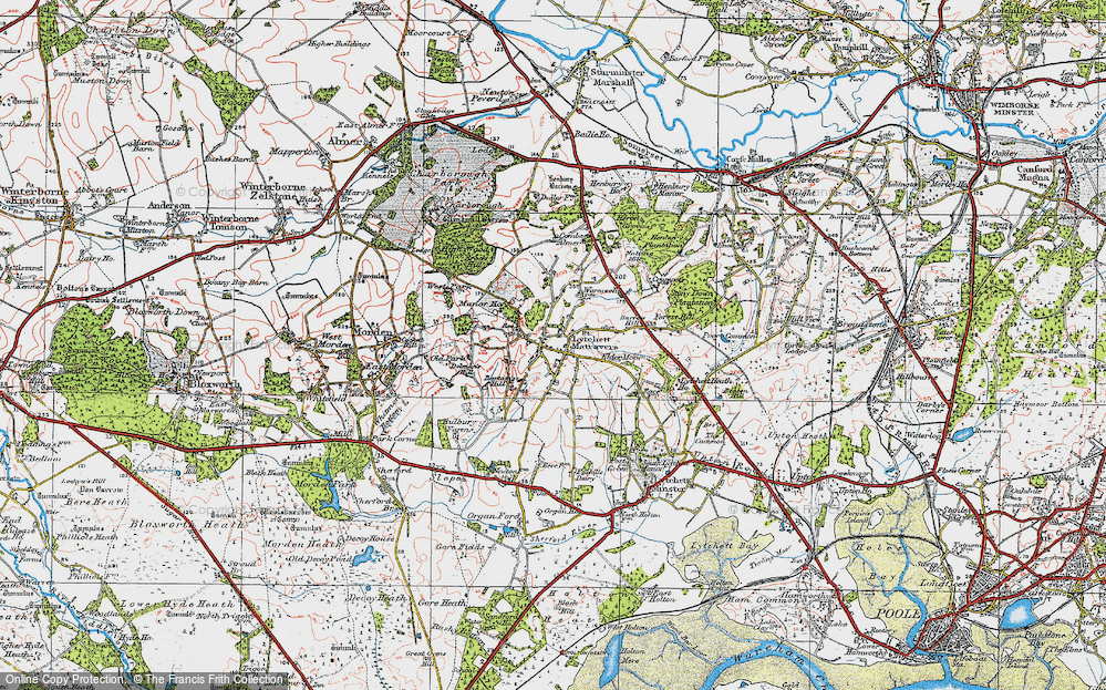 Old Map of Historic Map covering Bartom's Hill in 1919