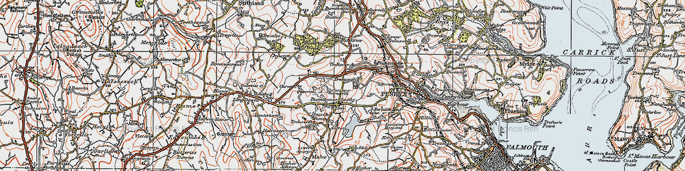 Old map of Treliever in 1919