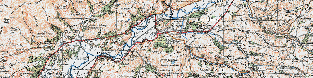 Old map of Machynlleth in 1921
