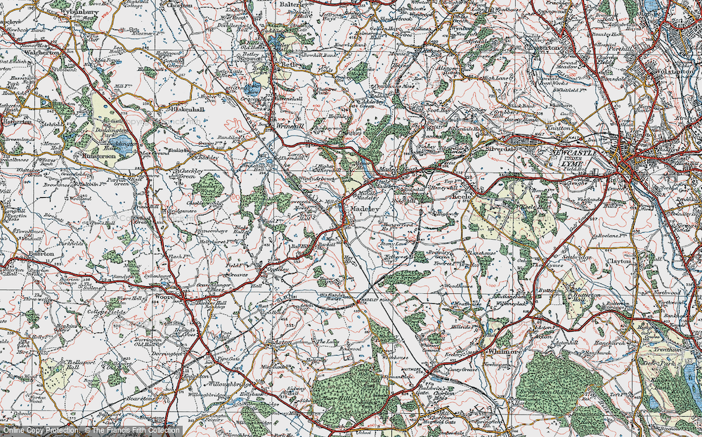 Old Map of Madeley, 1921 in 1921