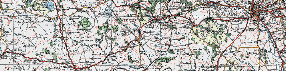 Old map of Madeley in 1921