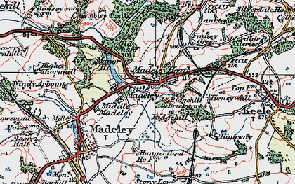 Old map of Madeley Heath in 1921