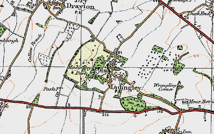 Old map of Madingley in 1920