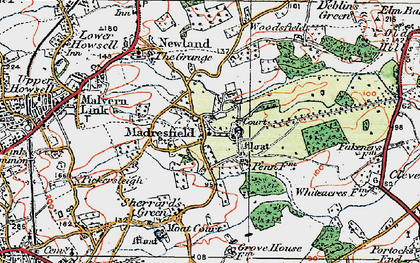 Old map of Madresfield in 1920
