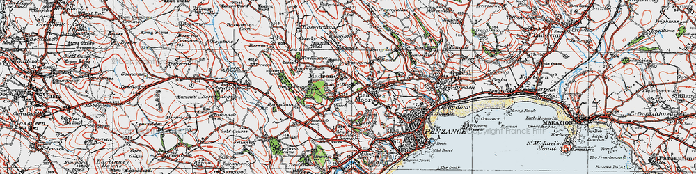 Old map of Madron in 1919
