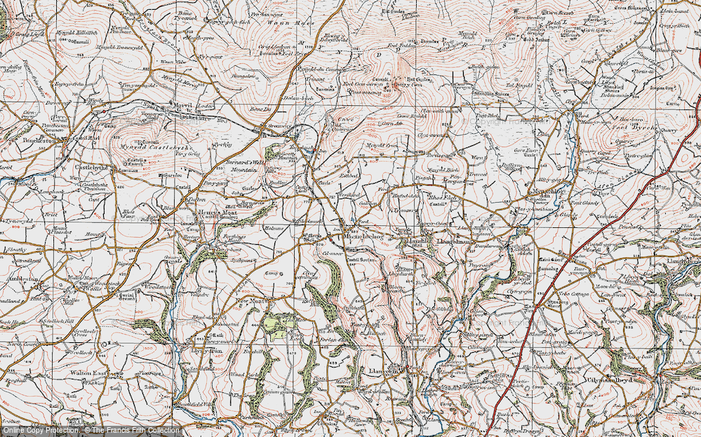 Old Map of Historic Map covering Blacknuck in 1922