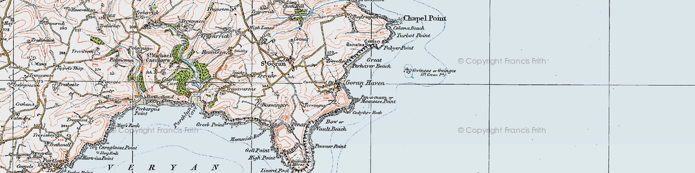 Old map of Maenease Point in 1919