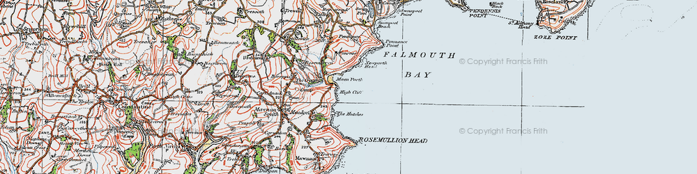Old map of Maenporth in 1919