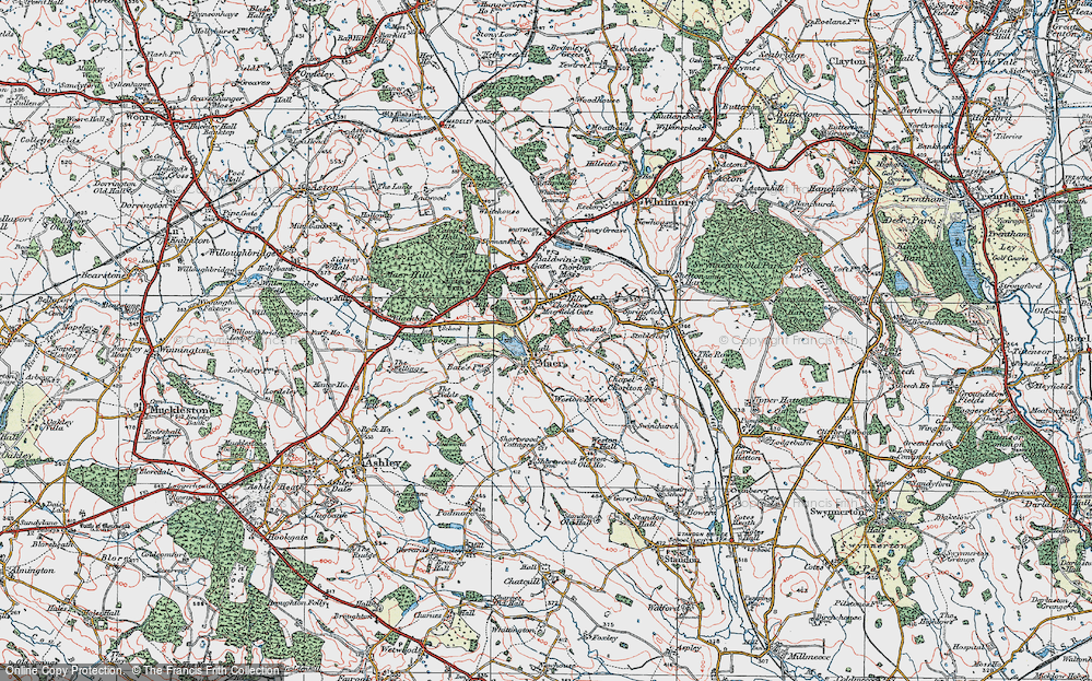 Old Map of Maer, 1921 in 1921