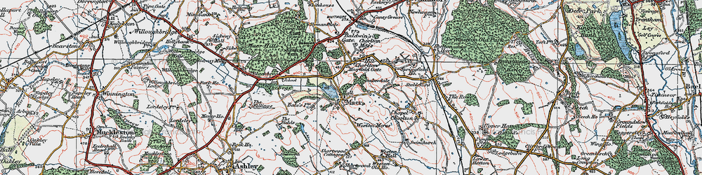 Old map of Maer in 1921