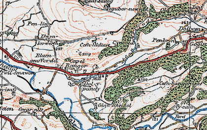 Old map of Ysgubornewydd in 1922