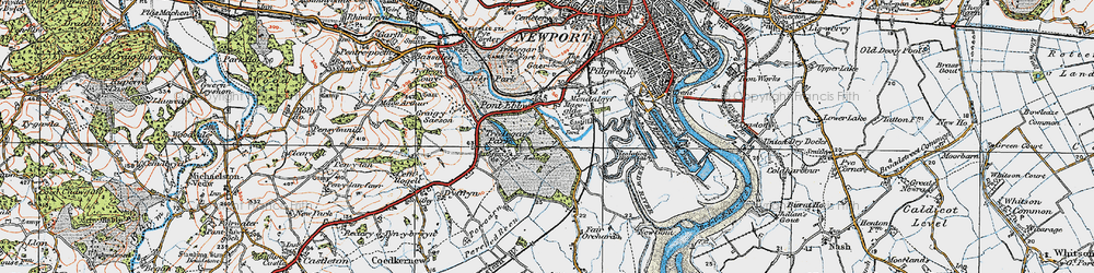Old map of Maes-glas in 1919