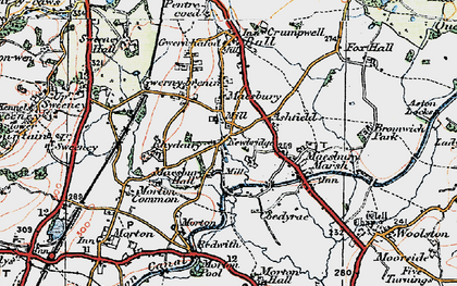 Old map of Maesbury in 1921