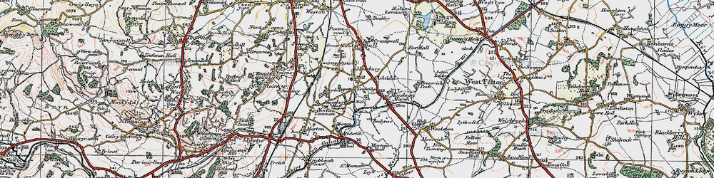 Old map of Maesbury in 1921