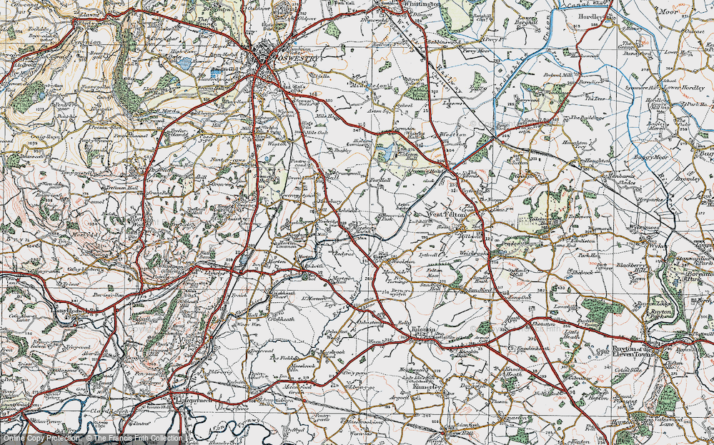 Old Map of Maesbury Marsh, 1921 in 1921