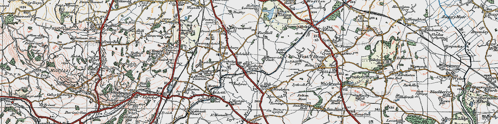 Old map of Maesbury Marsh in 1921