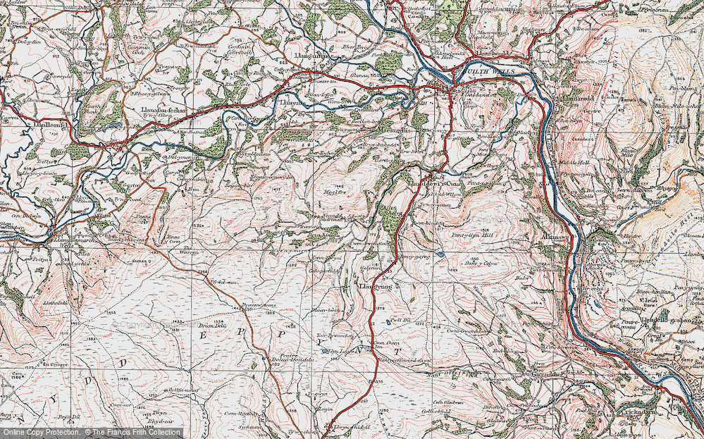 Old Map of Historic Map covering Allt Cynhelyg in 1923