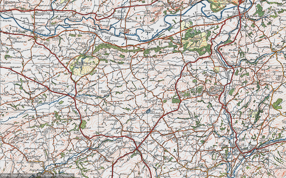 Old Map of Historic Map covering Bryndu Isaf in 1923