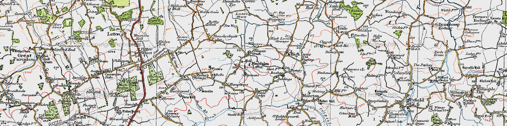 Old map of Magdalen Laver in 1919