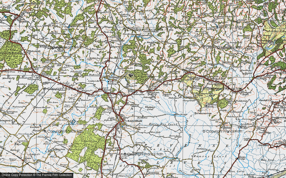 Old Map of Historic Map covering Whelpley Level in 1920