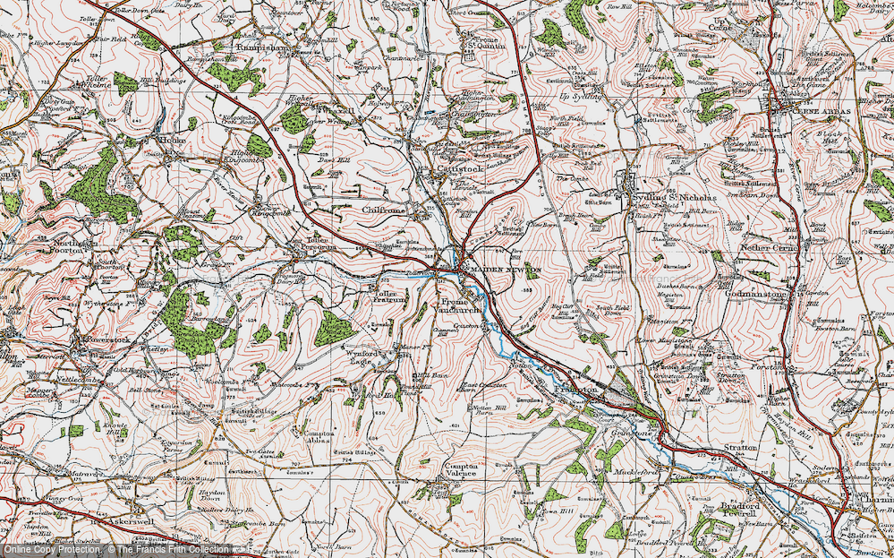 Old Map of Maiden Newton, 1919 in 1919