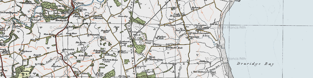 Old map of Maiden's Hall in 1925