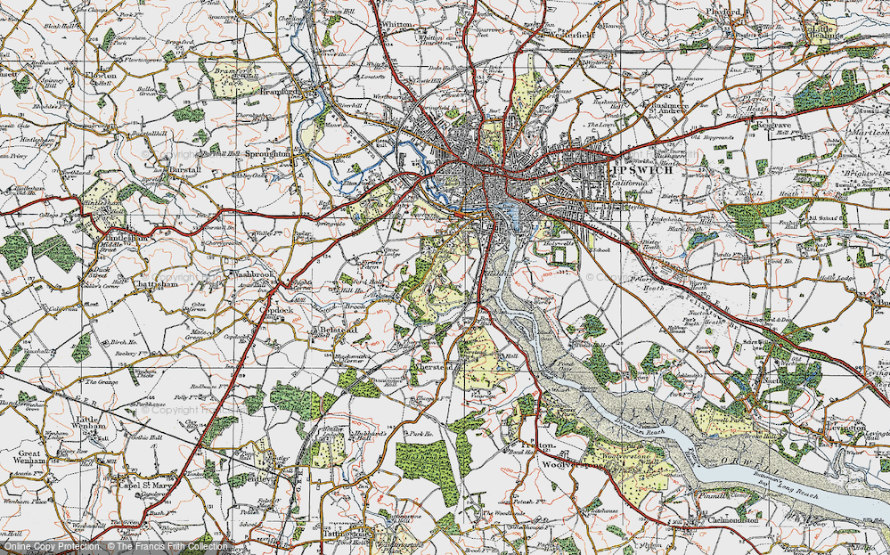 Old Map of Historic Map covering Bourne Hill in 1921